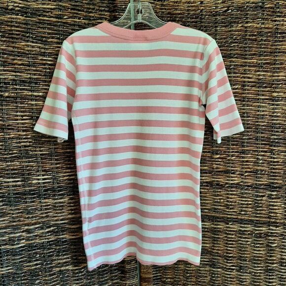 Hanna Andersson 100% Organic Cotton Striped Pajama Shirt Kids 14 160 Pink White - Picture 2 of 5